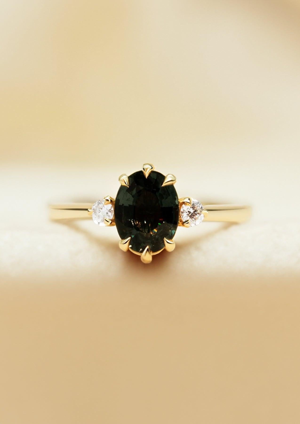 The Ada Ring with 1.76ct Oval Green Sapphire - Molten Store