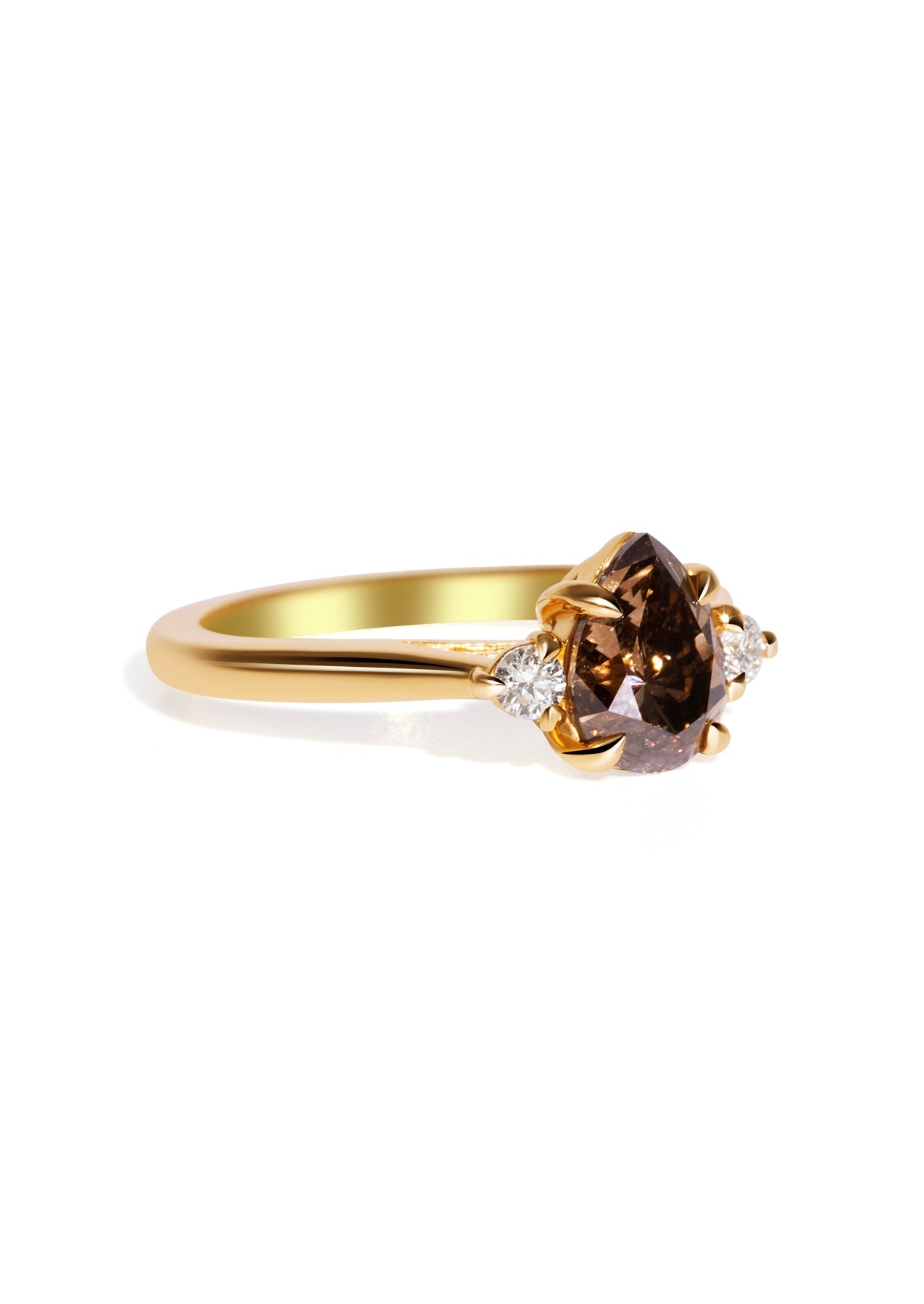 The Ada Ring with 1.84ct Pear Cognac Diamond - Molten Store