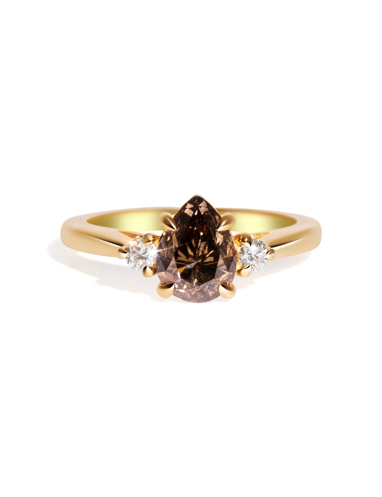 The Ada Ring with 1.84ct Pear Cognac Diamond - Molten Store