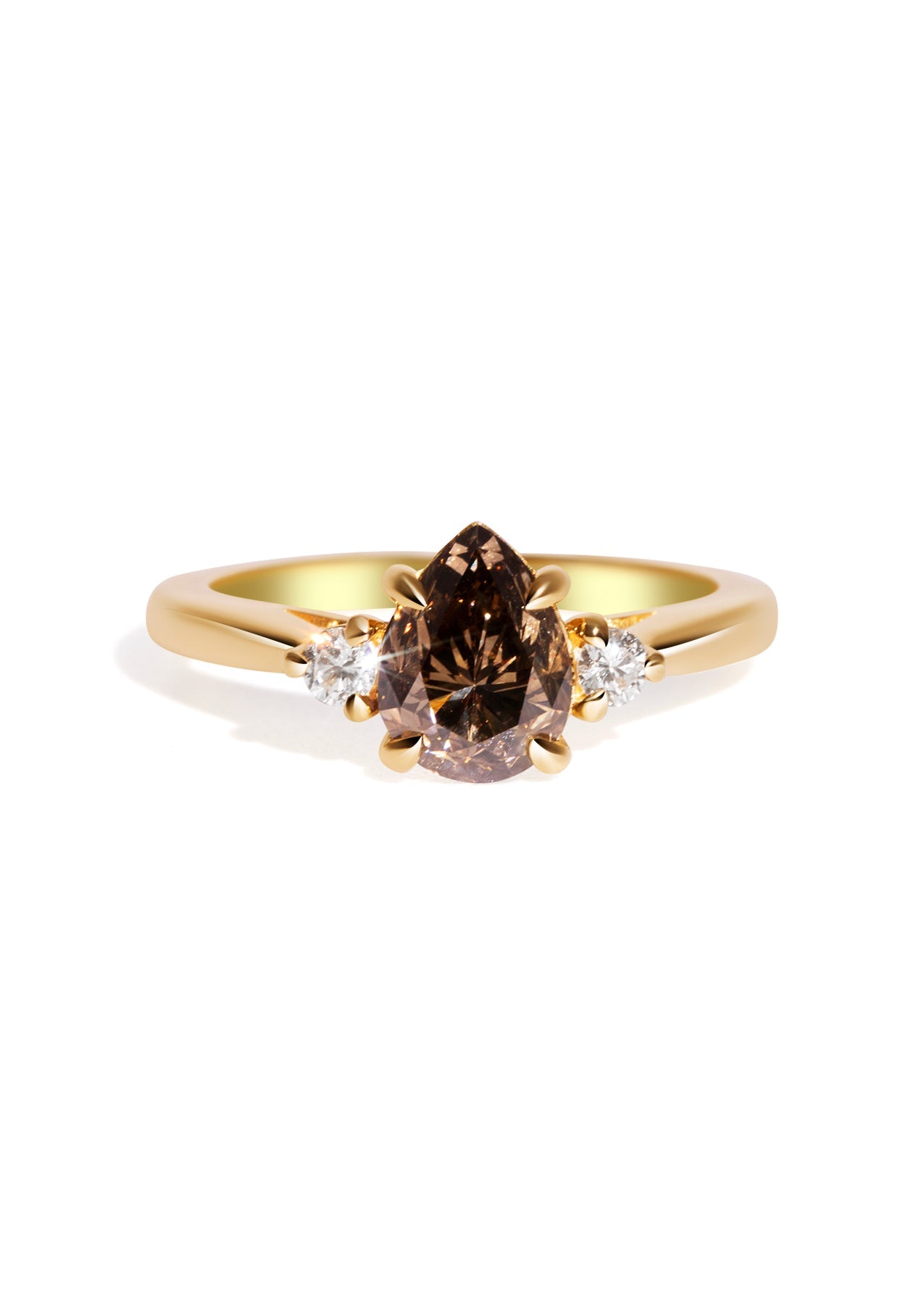 The Ada Ring with 1.84ct Pear Cognac Diamond - Molten Store