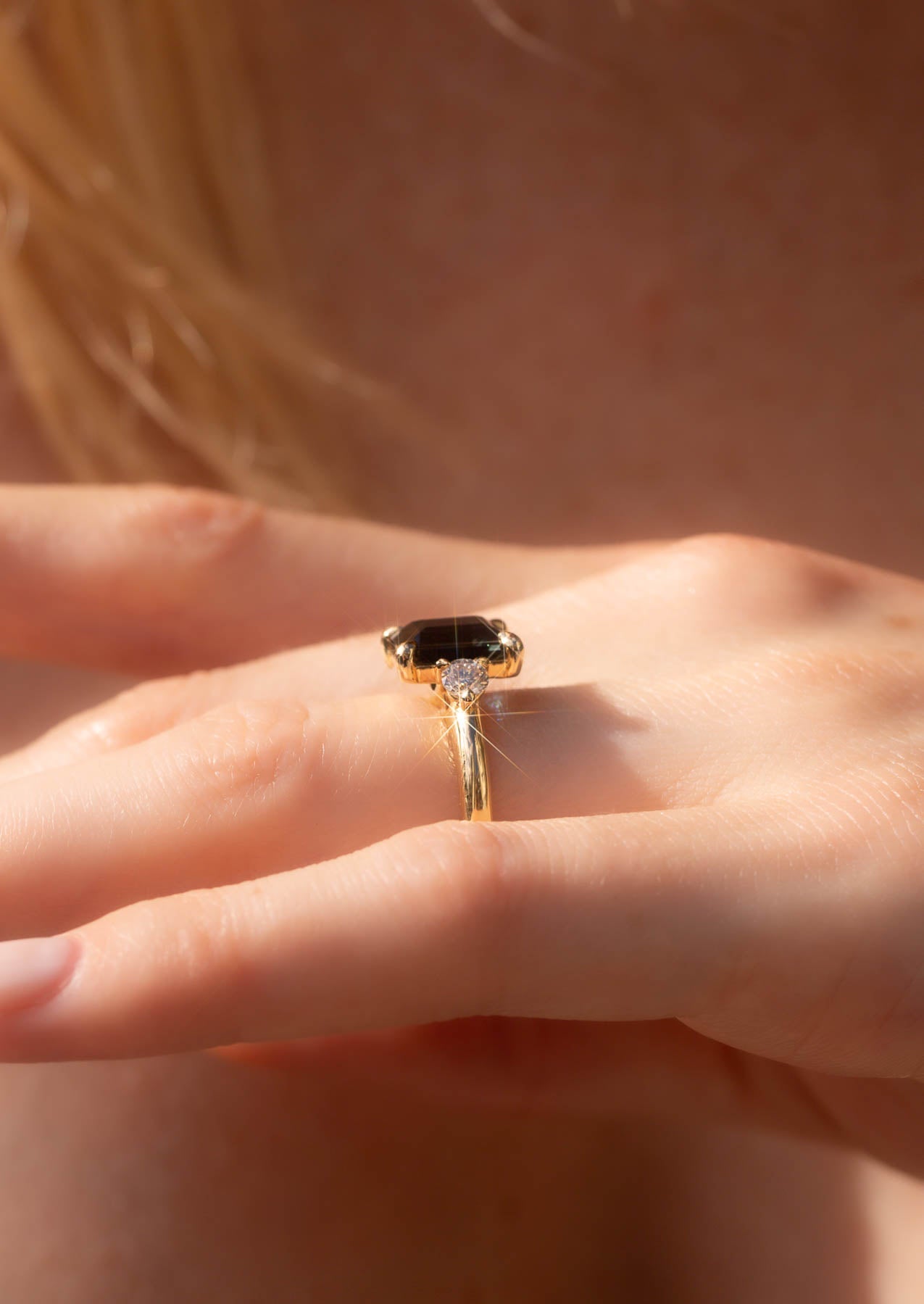 The Ada Ring with 3.35ct Emerald Parti Sapphire - Molten Store