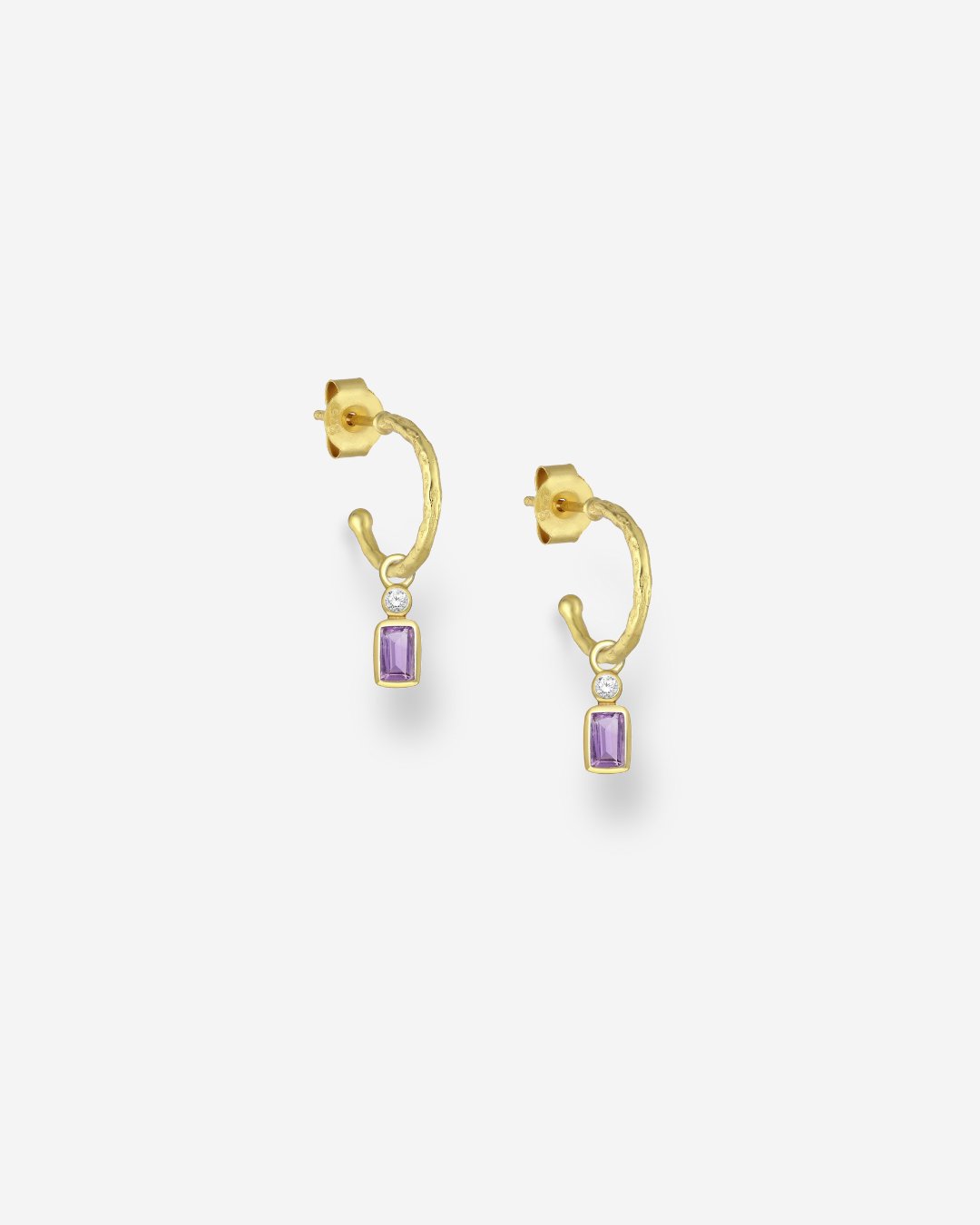 The Amica Amethyst 18ct Gold Vermeil Half Hoop Earrings - Molten Store