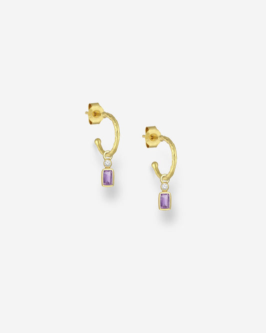 The Amica Amethyst 18ct Gold Vermeil Half Hoop Earrings - Molten Store