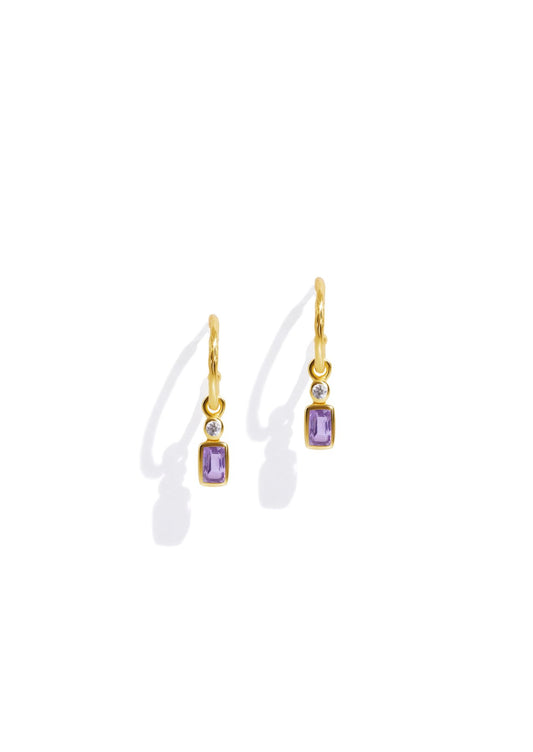 The Amica Amethyst 18ct Gold Vermeil Half Hoop Earrings - Molten Store