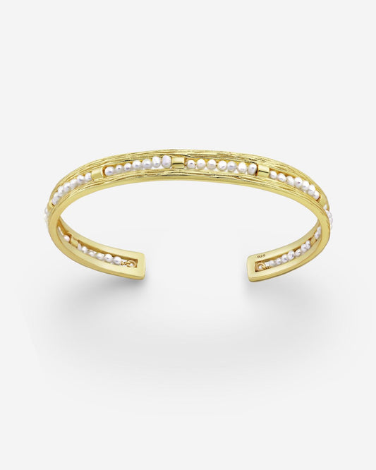 The Amore Pearl 18ct Gold Vermeil Bangle - Molten Store