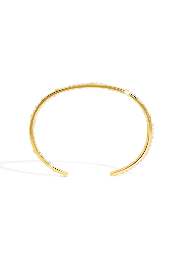 The Amore Pearl 18ct Gold Vermeil Bangle - Molten Store