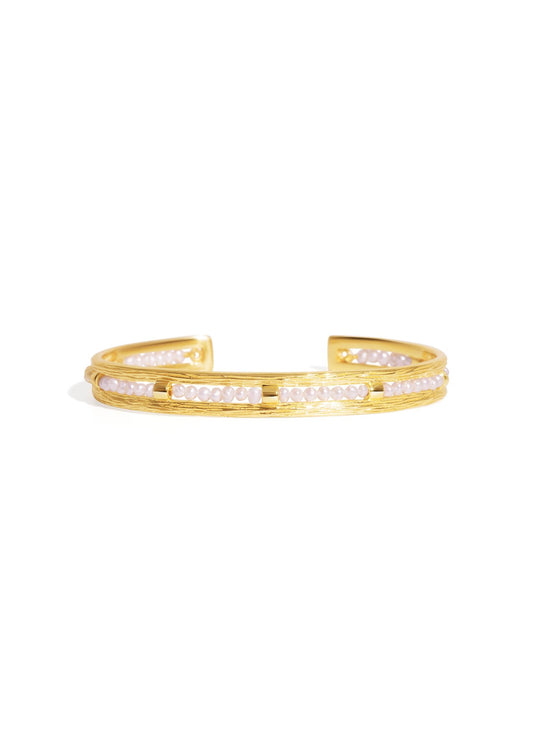 The Amore Pearl 18ct Gold Vermeil Bangle - Molten Store