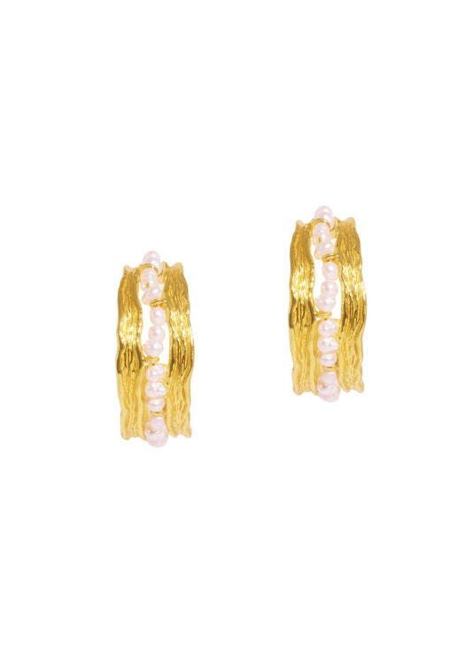 The Amore Pearl 18ct Gold Vermeil Half Hoop Earrings - Molten Store