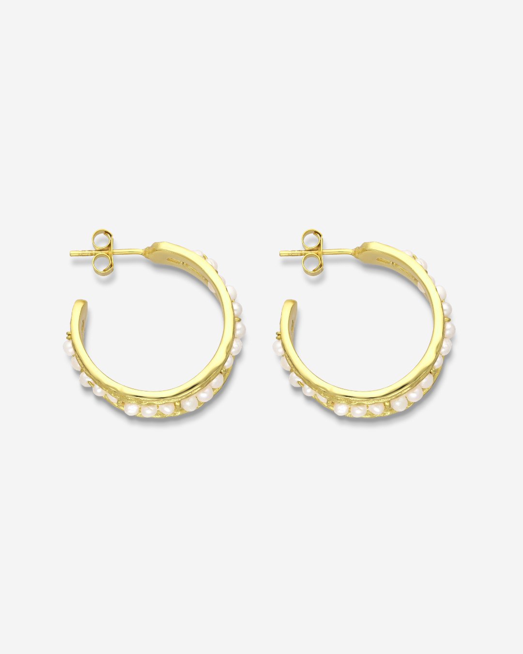 The Amore Pearl 18ct Gold Vermeil Half Hoop Earrings - Molten Store