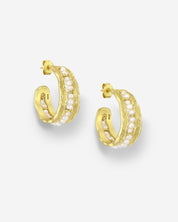 The Amore Pearl 18ct Gold Vermeil Half Hoop Earrings - Molten Store