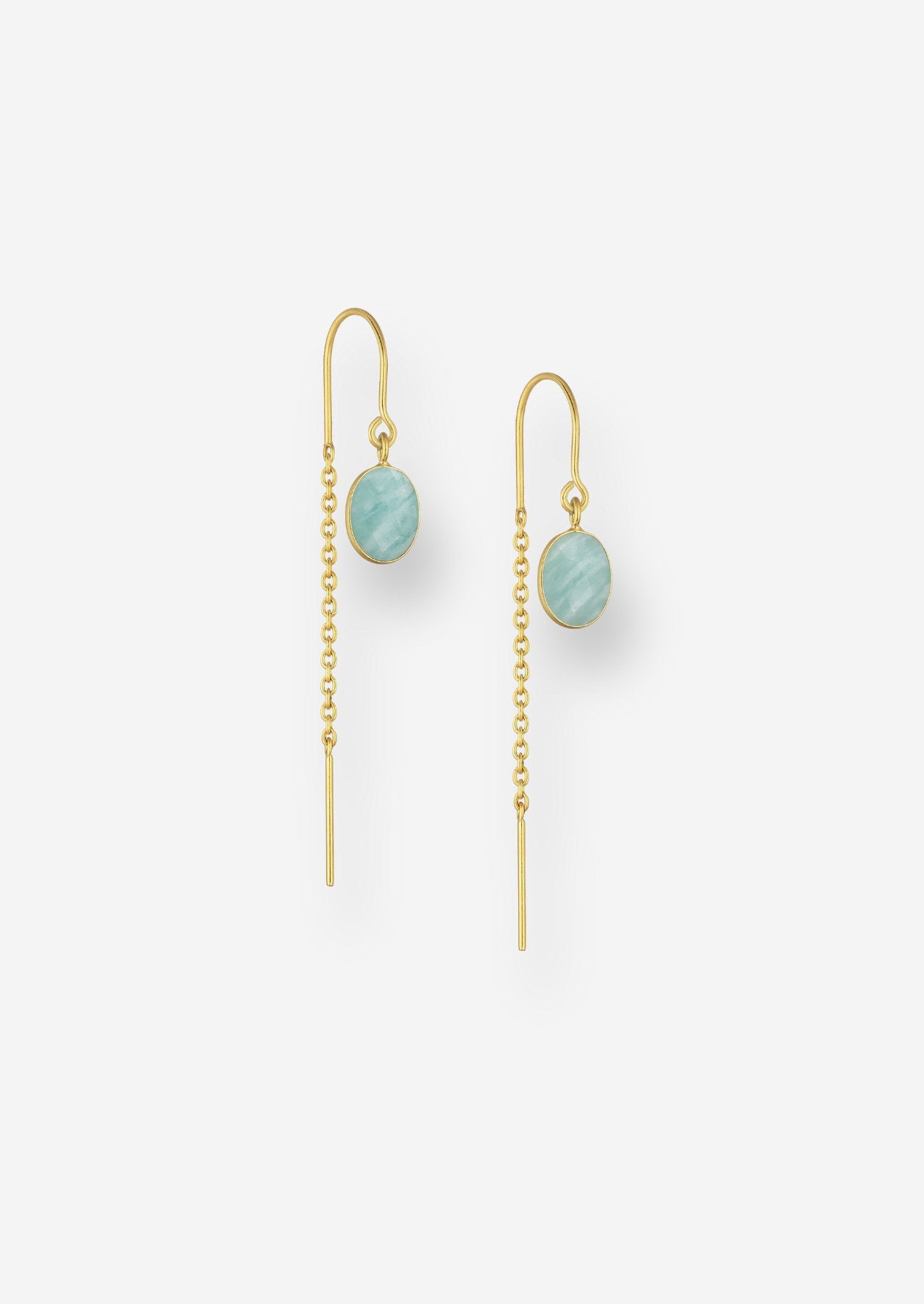 The Aria Amazonite 18ct Gold Vermeil Threader Earrings - Molten Store