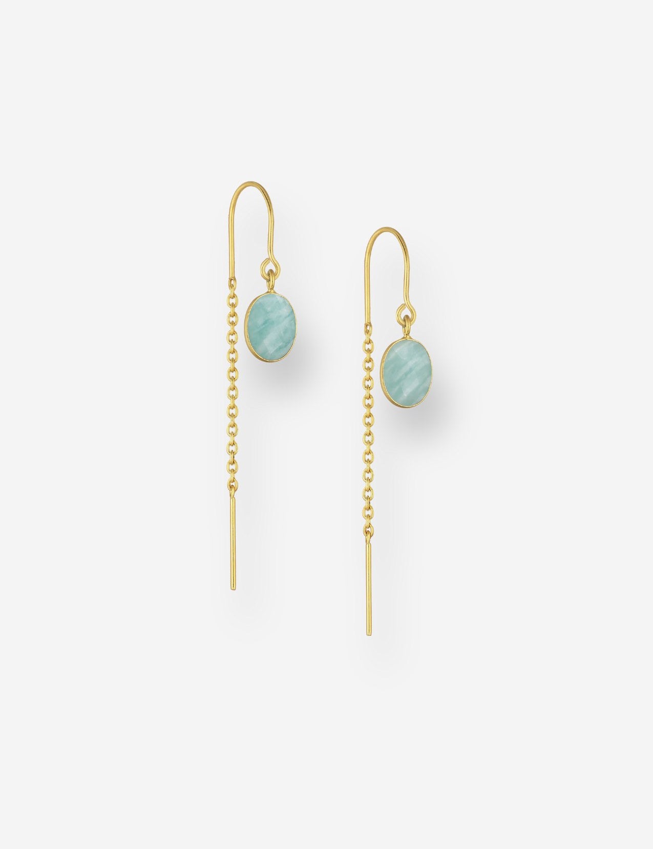 The Aria Amazonite 18ct Gold Vermeil Threader Earrings - Molten Store