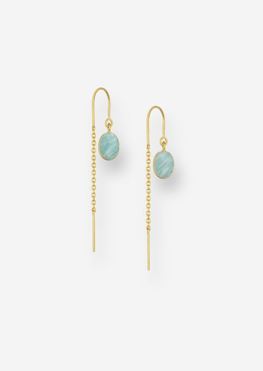 The Aria Amazonite 18ct Gold Vermeil Threader Earrings - Molten Store