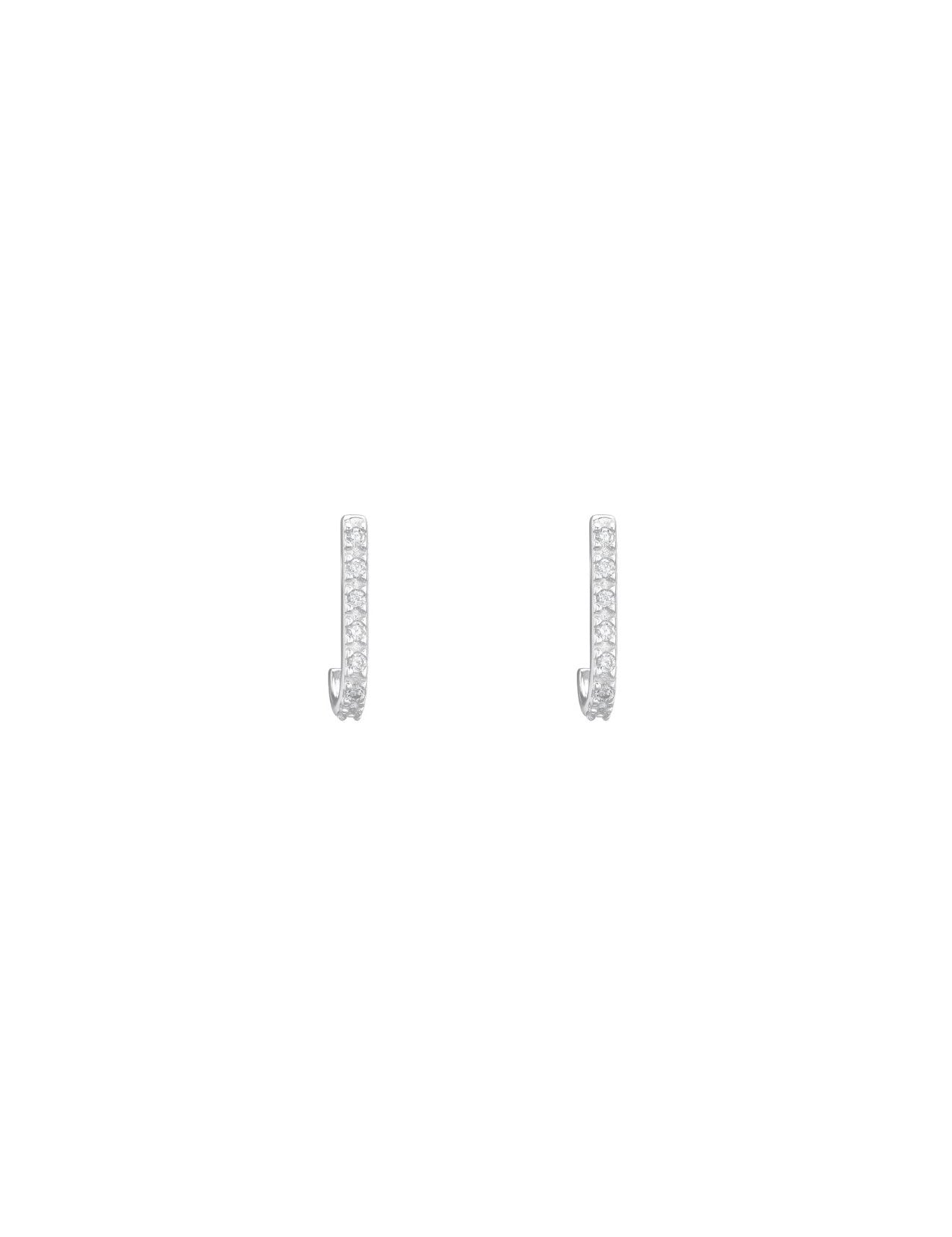 The Aurora Crystal Silver Half Hoop Earrings - Molten Store