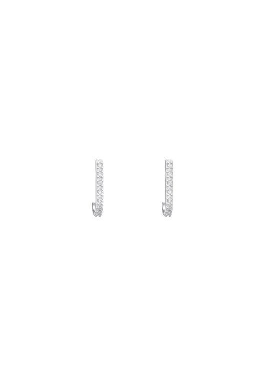 The Aurora Crystal Silver Half Hoop Earrings - Molten Store