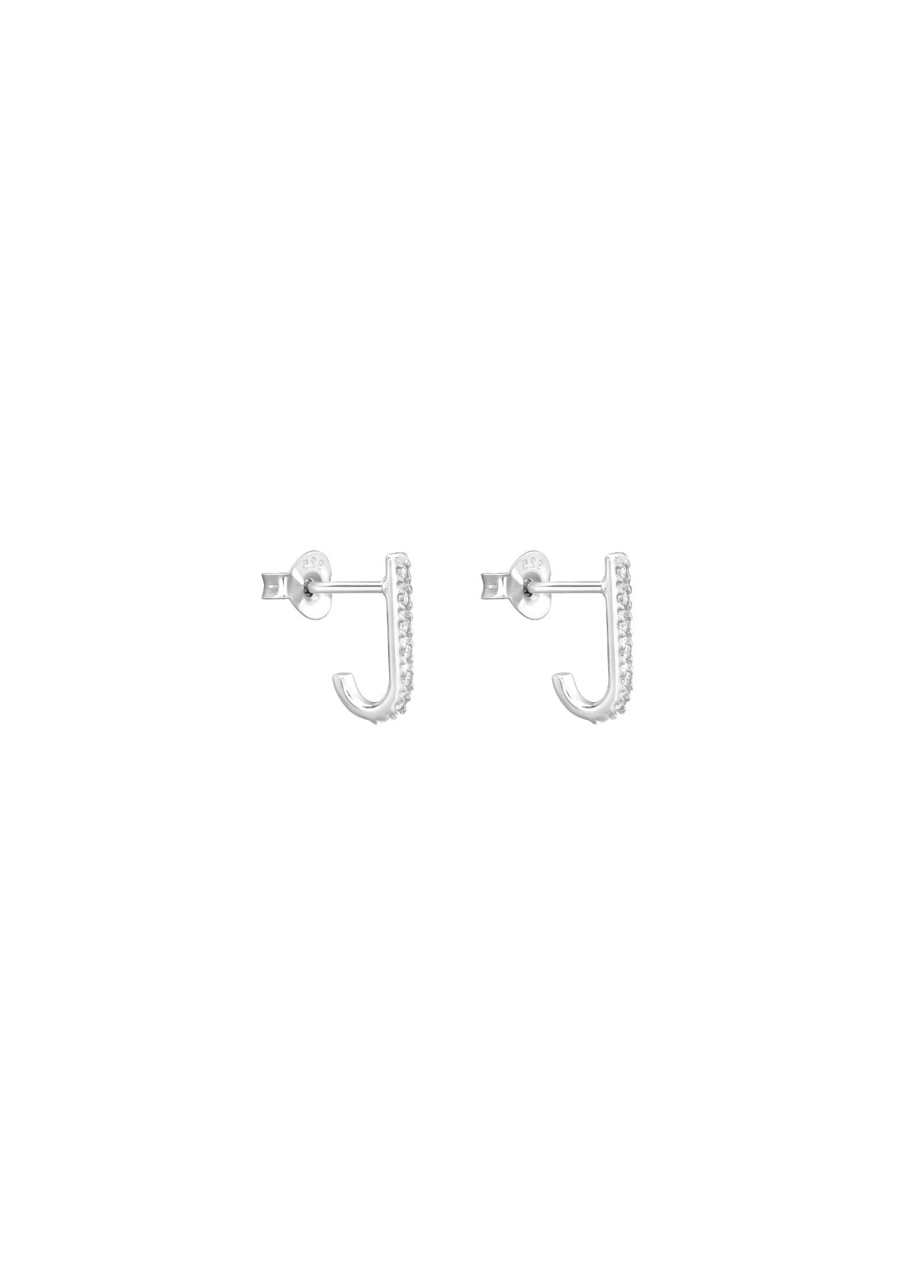 The Aurora Crystal Silver Half Hoop Earrings - Molten Store