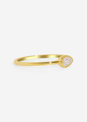 The Baby June 9ct Gold Ring with .25ct East/West Pear Cut Cultured Diamond - Molten Store