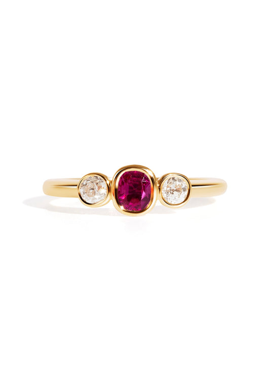 The Beatrice Ring with 0.34ct Ruby & 0.60ct Cultured Diamond - Molten Store