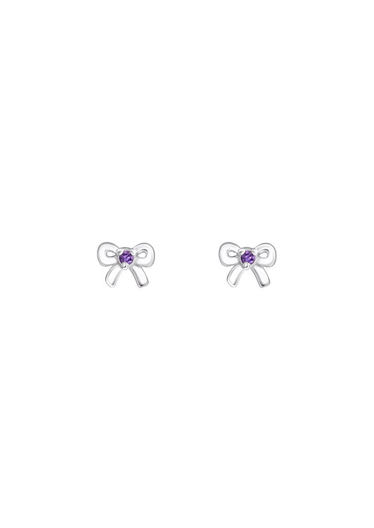 The Bow Amethyst Silver Stud Earrings - Molten Store