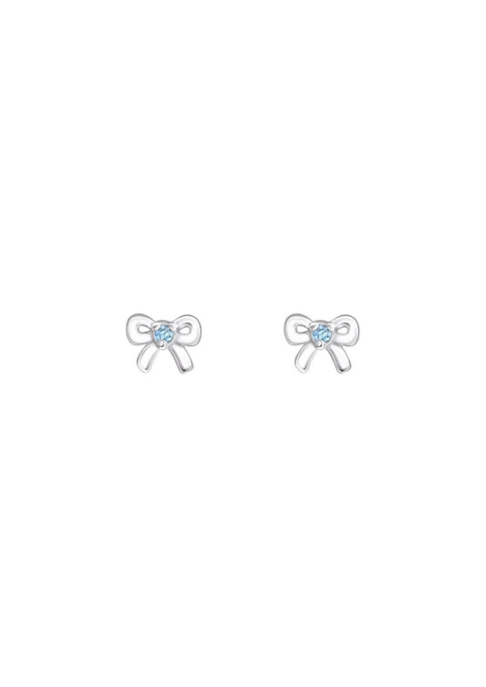 The Bow Aquamarine Silver Stud Earrings - Molten Store