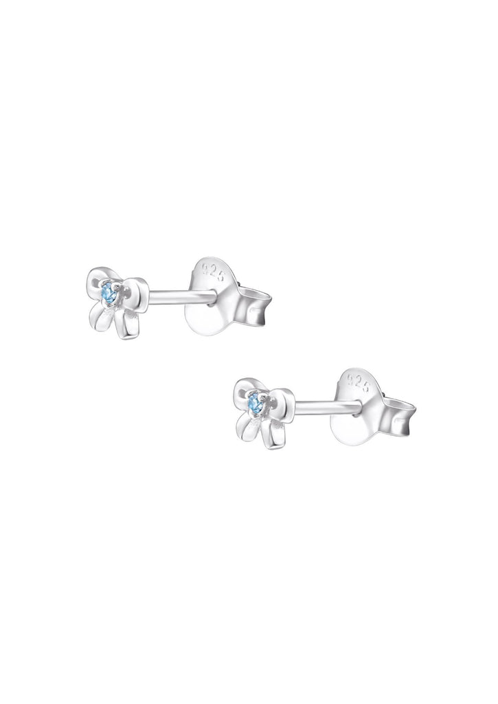 The Bow Aquamarine Silver Stud Earrings - Molten Store