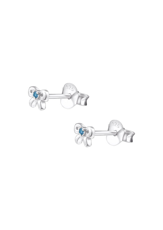 The Bow Blue Topaz Silver Stud Earrings - Molten Store