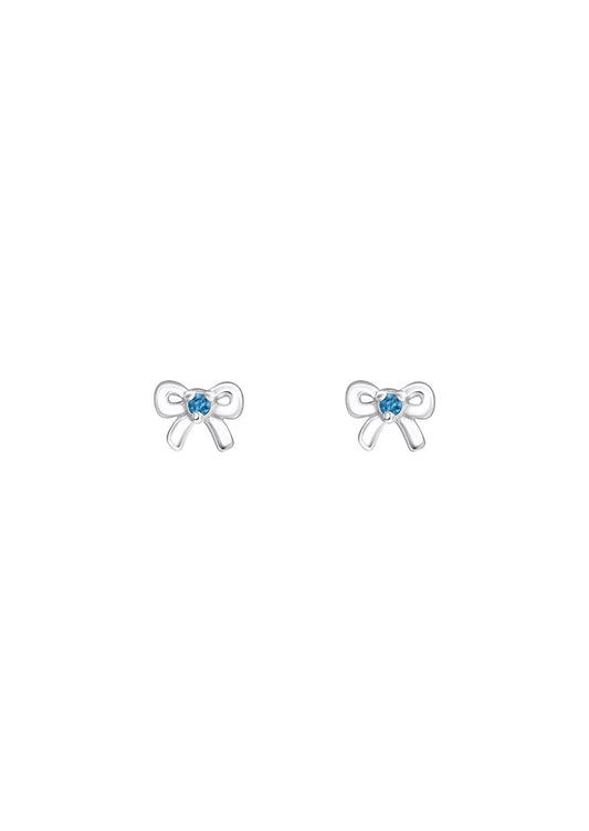 The Bow Blue Topaz Silver Stud Earrings - Molten Store