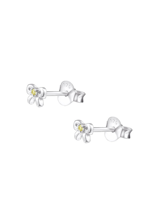 The Bow Citrine Silver Stud Earrings - Molten Store