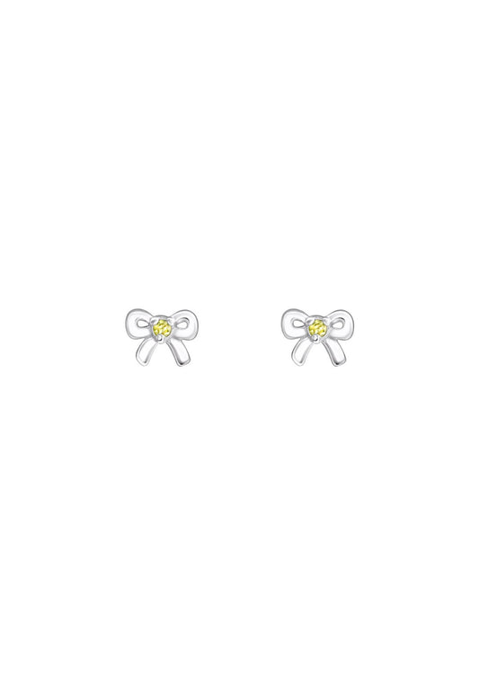 The Bow Citrine Silver Stud Earrings - Molten Store