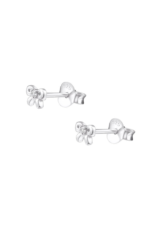 The Bow Crystal Silver Stud Earrings - Molten Store