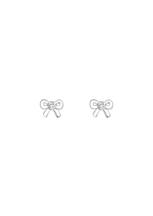 The Bow Crystal Silver Stud Earrings - Molten Store