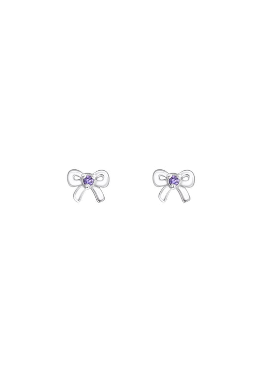 The Bow Light Amethyst Silver Stud Earrings - Molten Store