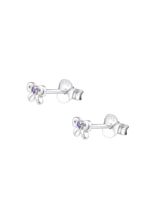 The Bow Light Amethyst Silver Stud Earrings - Molten Store