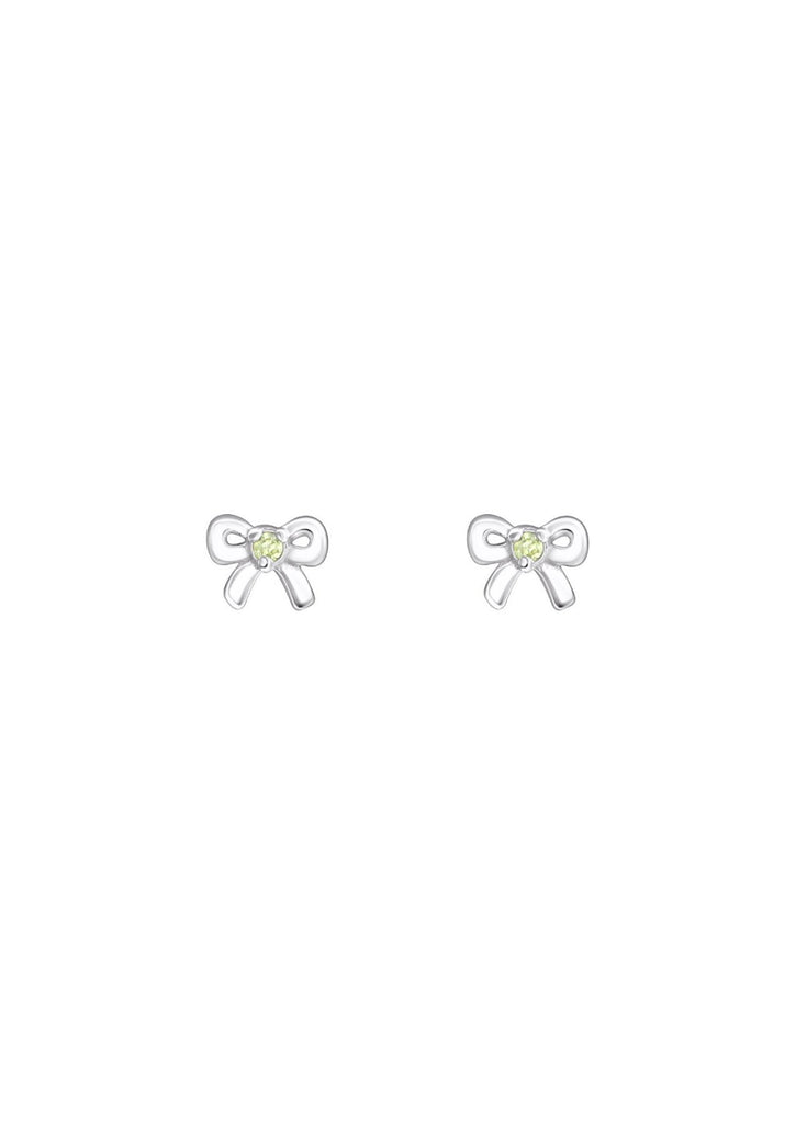 The Bow Peridot Silver Stud Earrings - Molten Store