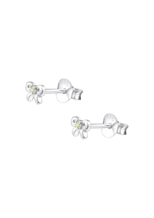 The Bow Peridot Silver Stud Earrings - Molten Store