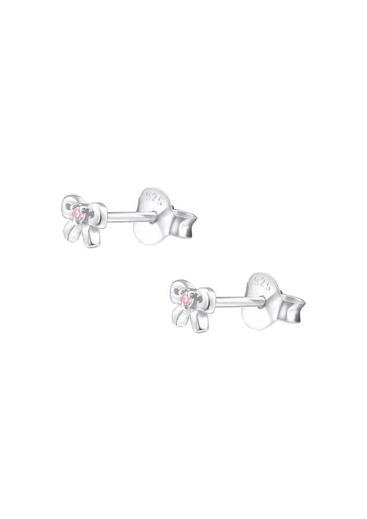 The Bow Pink Tourmaline Silver Stud Earrings - Molten Store