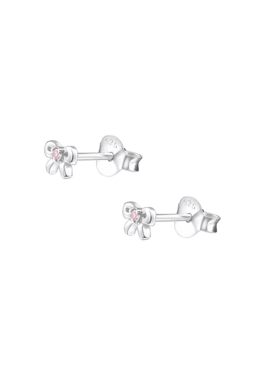 The Bow Pink Tourmaline Silver Stud Earrings - Molten Store