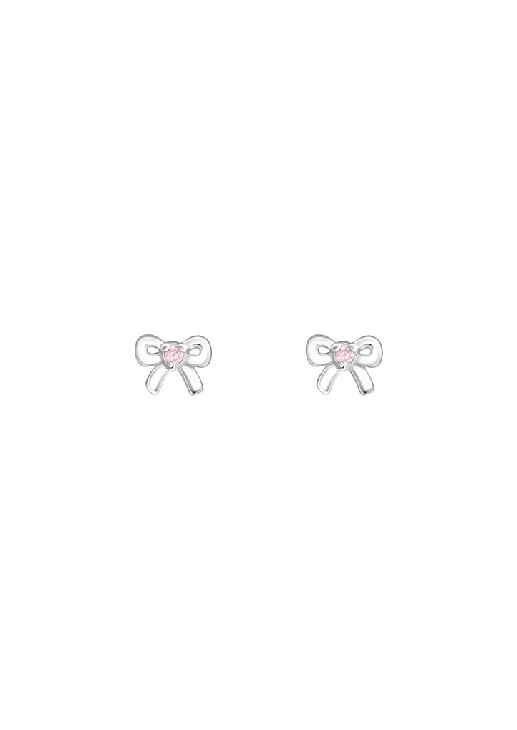 The Bow Pink Tourmaline Silver Stud Earrings - Molten Store