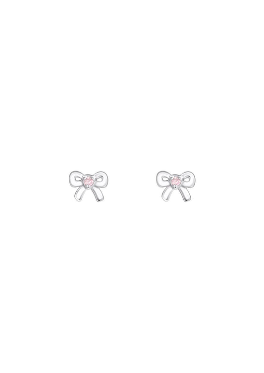 The Bow Pink Tourmaline Silver Stud Earrings - Molten Store