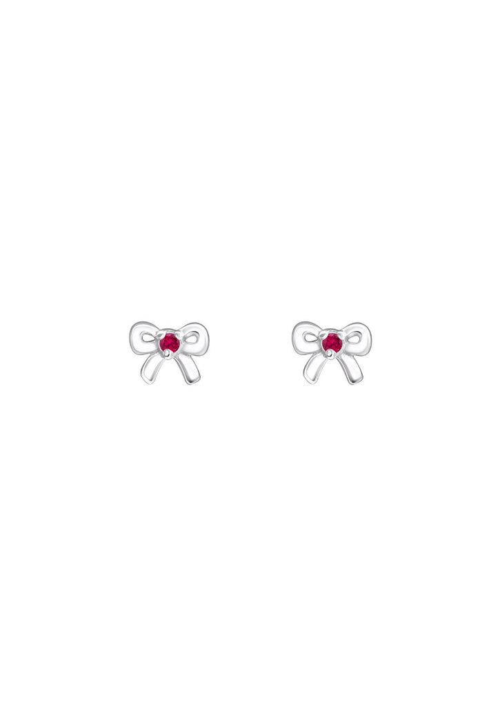 The Bow Ruby Silver Stud Earrings - Molten Store