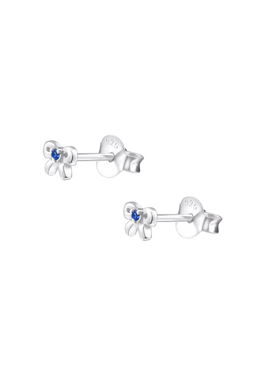 The Bow Sapphire Silver Stud Earrings - Molten Store