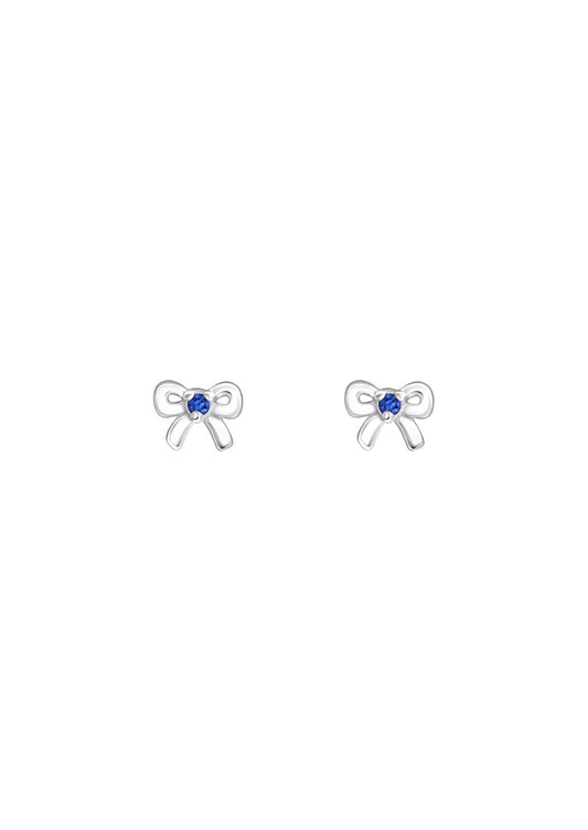 The Bow Sapphire Silver Stud Earrings - Molten Store