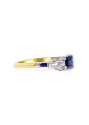 The Celeste 18ct Yellow Gold Ring with 0.51ct Square Cut Blue Sapphire | TCW 0.63ct - Molten Store