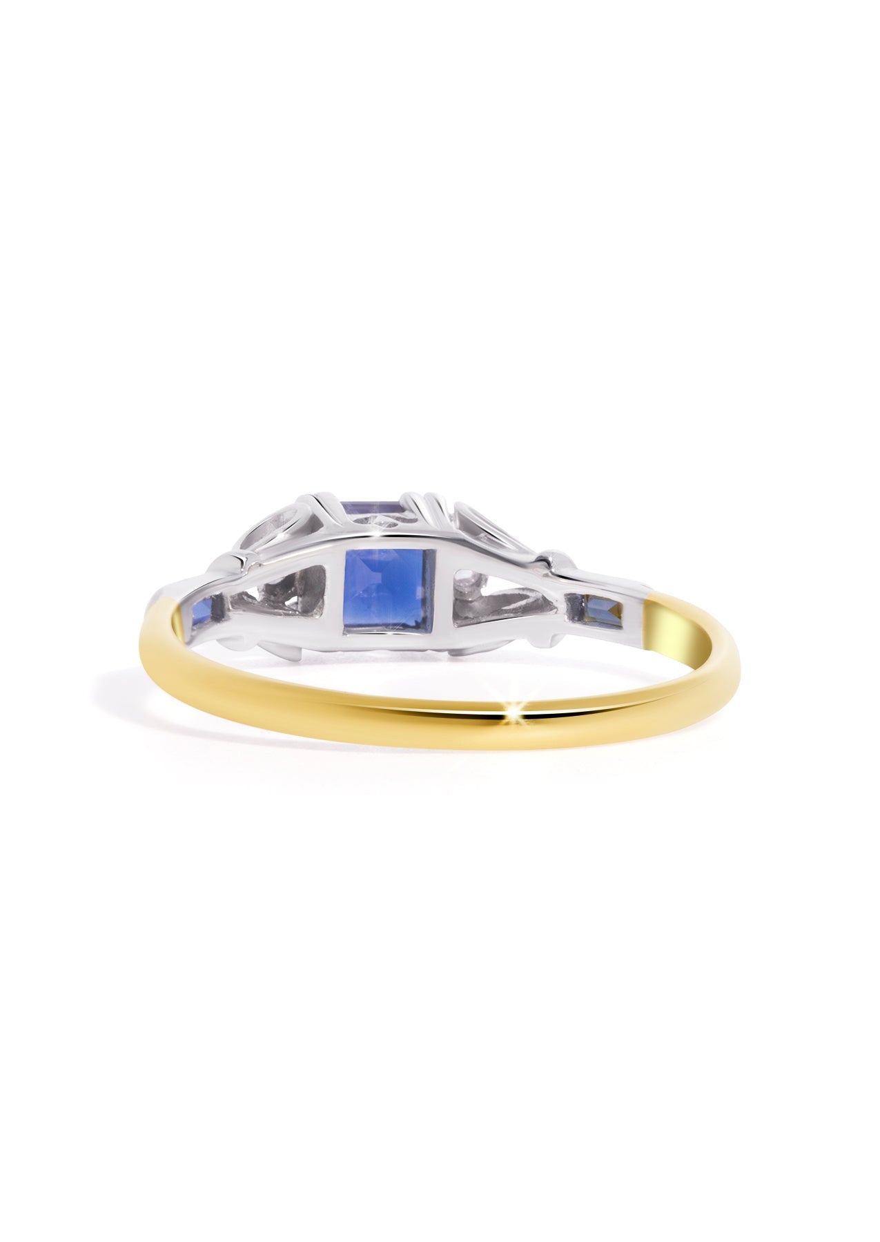 The Celeste 18ct Yellow Gold Ring with 0.51ct Square Cut Blue Sapphire | TCW 0.63ct - Molten Store