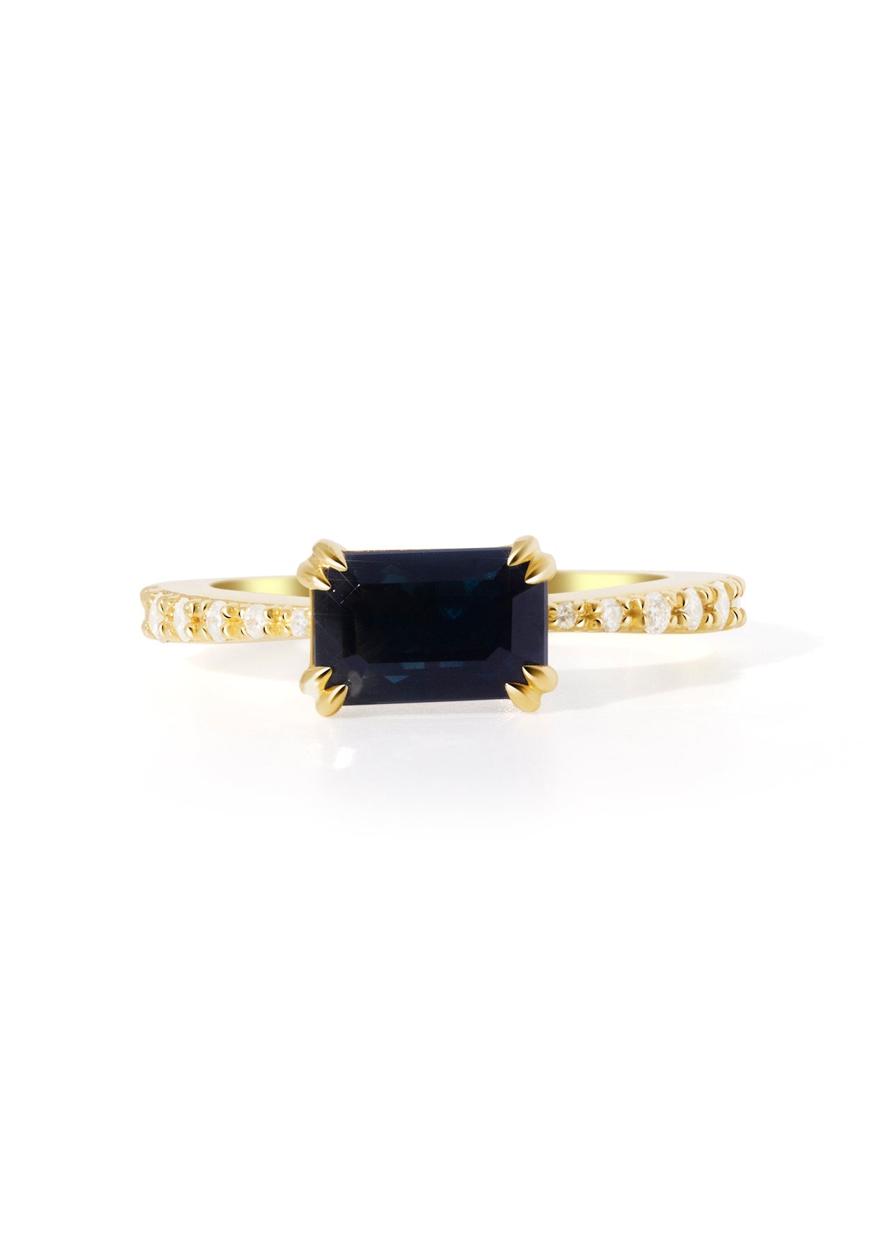 The Celine 18ct Yellow Gold Ring with 2.16ct Emerald Cut Parti Sapphire - Molten Store