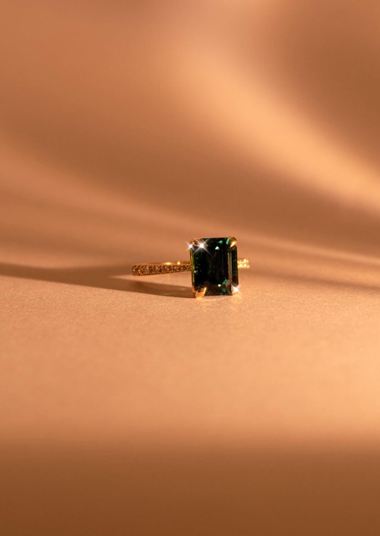 The Celine Ring with 4.1ct Emerald Tourmaline - Molten Store