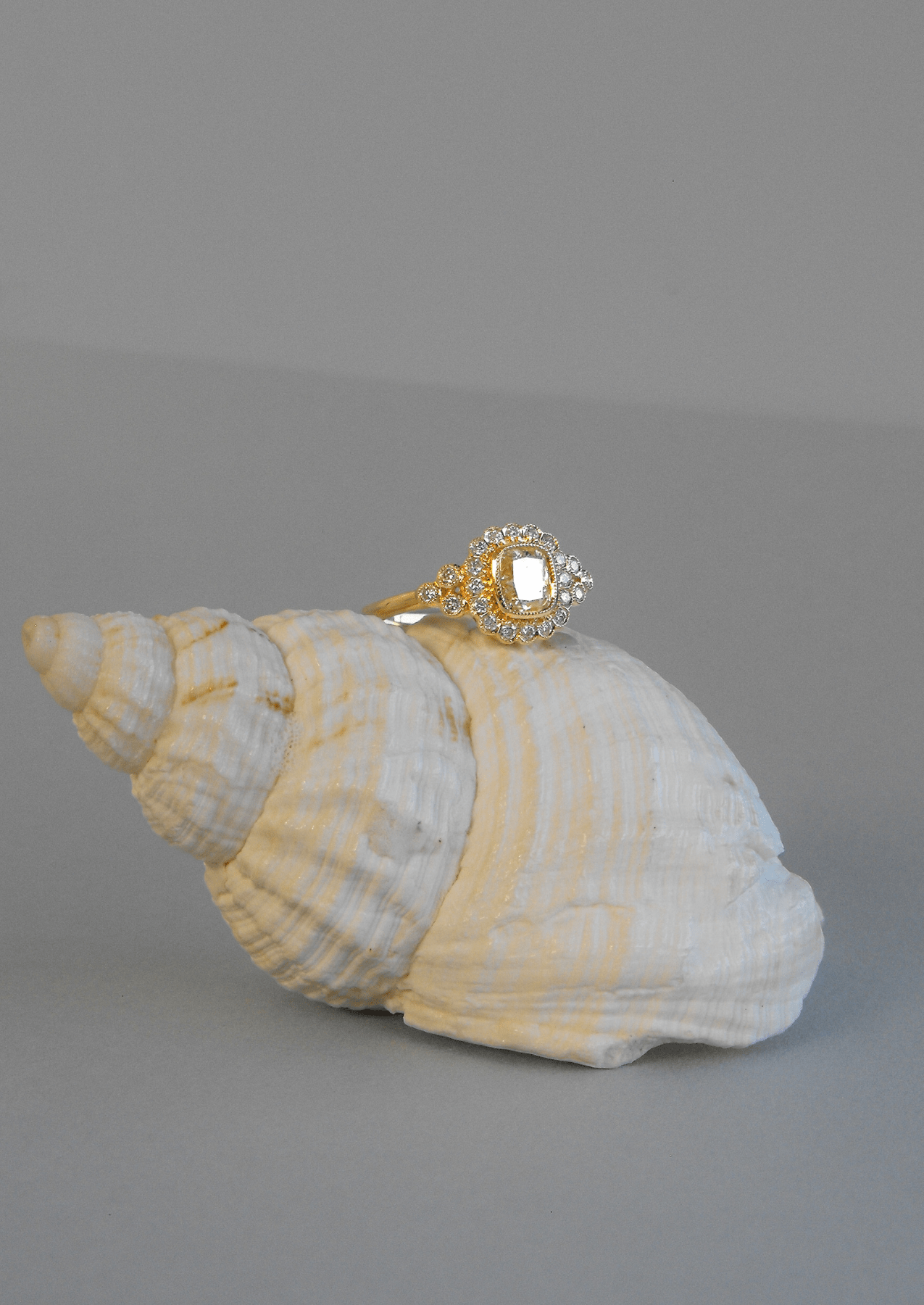 The Cosima 18ct Yellow Gold Ring with 1.01ct Cushion Cut Yellow Diamond & .27ct Diamond Halo | 1.28ct TDW - Molten Store