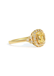 The Cosima Ring with 1.01ct Cushion Yellow Diamond - Molten Store