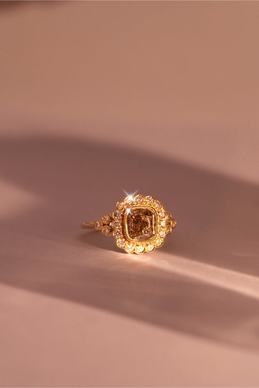 The Cosima Ring with 2.17ct Cushion Cognac Diamond - Molten Store