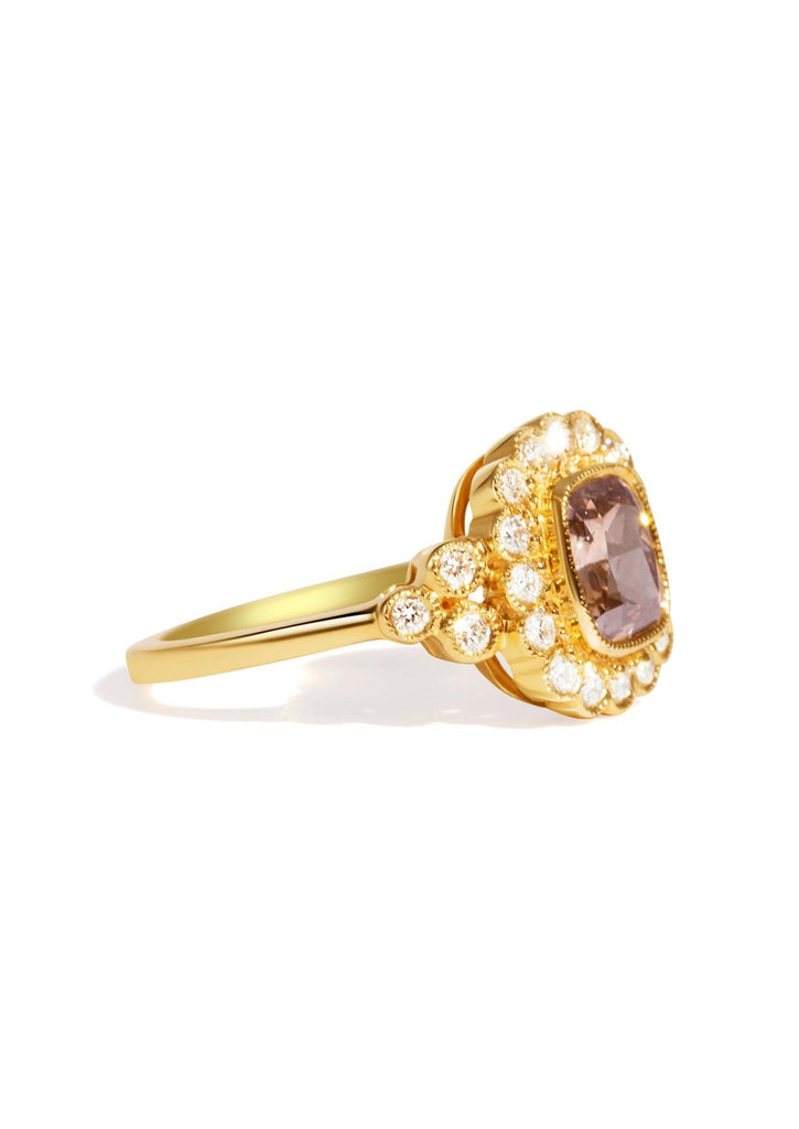 The Cosima Ring with 2.17ct Cushion Cognac Diamond - Molten Store